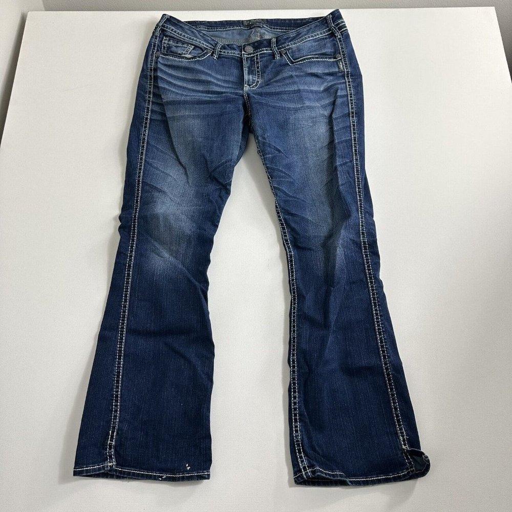 Silver Jeans Twisted Bootcut Womens Tag Size 18x33 Low Blue Dark Wash Denim